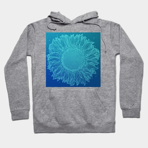 Aqua Blue Sunflower Hoodie by CozyPixelFluff